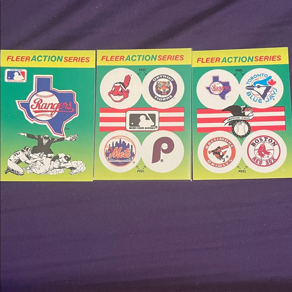 1990 Fleer Action Series Sticker Set. Near mint/mint condition. Who’s your team?